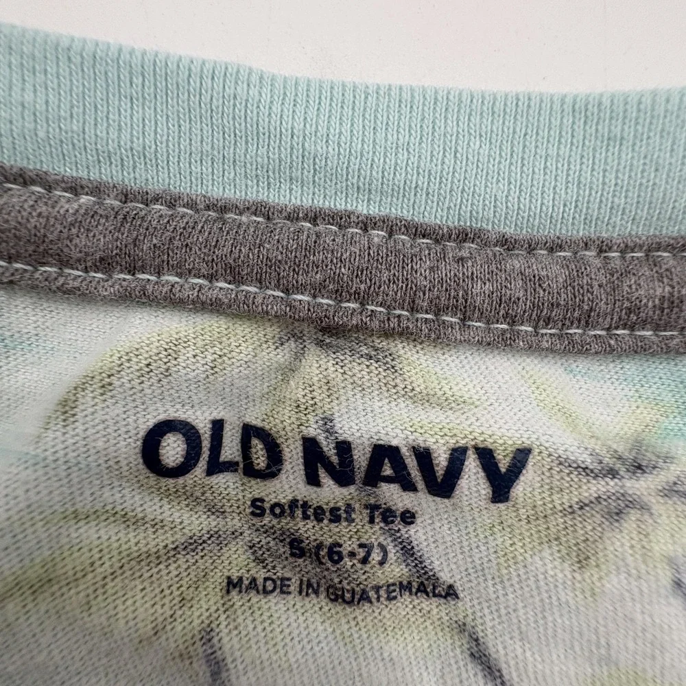 Old Navy Shirt Kids 6-7 Multicolor Tropical‎ Palm Tree Sailboat Graphic Tee Top